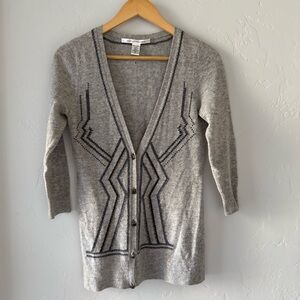 Diane Von Furstenberg 100% Wool Goslar Beaded Cardigan (Project Sweater), Size S